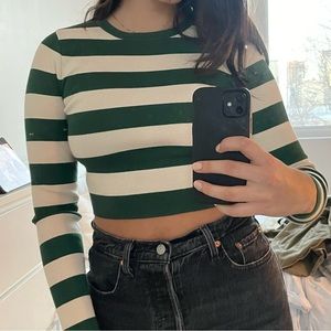 Zara Striped Cropped Knit Sweater